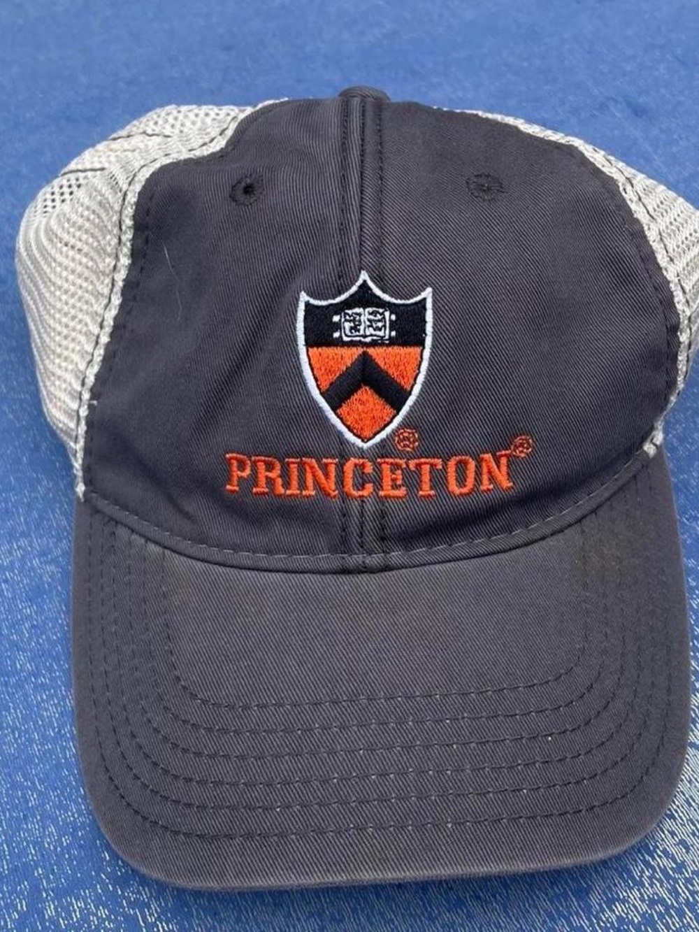 Princeton Embroidered Mesh Baseball Cap - Grey & Orange